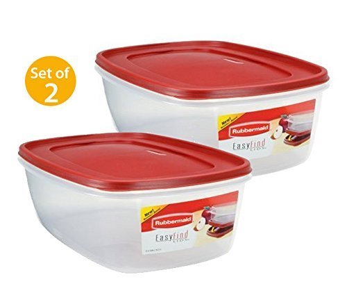 Rubbermaid Plastic Easy Find Lid Food Storage Container, BPA-Free, 40 Cup / 2.5 Gallon, Pack of 2