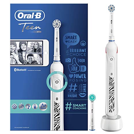 Oral-B Teen White Electric Rechargeable Toothbrush, Powered by Braun