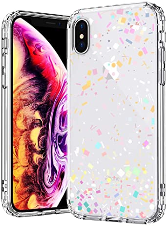 MOSNOVO Case for iPhone Xs/iPhone X, Colorful Confetti Pattern Clear Design Printed Transparent Hard Slim Case with TPU Bumper Protective Case Cover for iPhone X/iPhone Xs