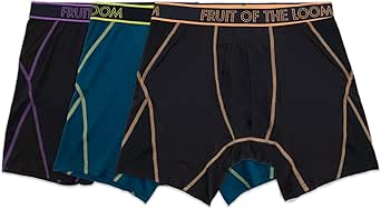 Fruit of the Loom Men's 360 Stretch Boxer Briefs, High Performance Stretch, Quick Dry & Moisture Wicking