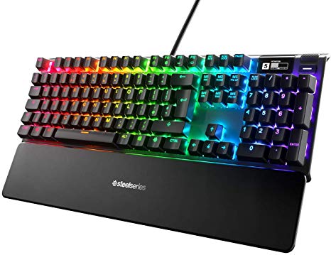 SteelSeries Apex Pro Mechanical Gaming Keyboard, Adjustable Actuation Switches, OLED Display, Red Switches, English QWERTY Layout