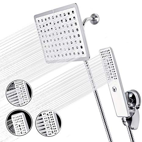 3 Functions Handheld Shower Head Set- 3 in 1 High Pressure Shower Head   8 Inches Big Top Overhead Showerhead Rotatable Rainfall Shower Head, 3 Spray Patterns  360° Rotatable Joint, Baban