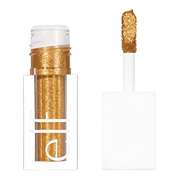 e.l.f., Liquid Glitter Eyeshadow, Long Lasting, Quick-Drying, Opaque, Gel-Based Formula, Creates High-Impact, Multi-Dimensional Eye Looks, 24K Gold, 0.10 Fl Oz