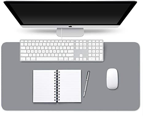 Desk Pad Protector Writing Mat, Non-Slip PU Office Desk Mat Waterproof Mouse Pad Table Pad Easy Clean Desk Blotter Child Writing Pad Desk Décor for Office Home, Grey 23.6" x 15.7"