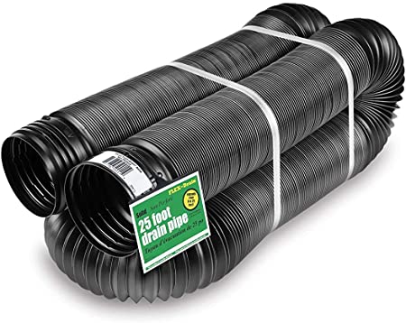 Flex-Drain 51110 Flexible/Expandable Landscaping Drain Pipe, Solid, 4-Inch by 25-Feet (Powerful & Functional)