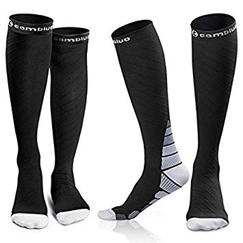 Cambivo 2 Pairs Compression Socks for Women & Men, fit for Running, Athletic Sports, CrossFit, Flight, Travel, Pregnancy, Nurses, Enhance Circulation & Speed-up Muscle Recovery (20-30 mmHg)