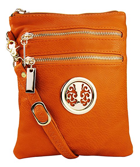 MKF Collection Woman’s Crossbody Bag Multi Zipper Travel Shoulder Messenger Purse