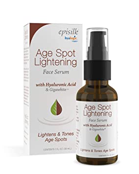 Age Spot Face Serum - Dark Spot Corrector Enriched w/Hyaluronic Acid & Gigawhite - Episilk Brightening Serum to Lighten & Tone Age Spots & Wrinkles & Fine Lines 1 Fl. oz. - Hyalogic Brand