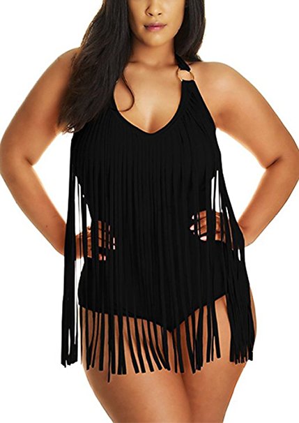 Pretty Padded One Piece Fringed Swimsuit Swimwear Monokini