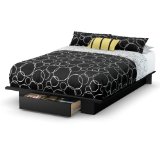 South Shore Trinity Collection Platform Bed with Drawer Pure Black