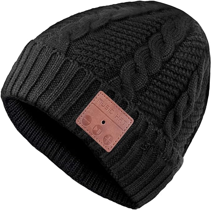 Puersit Bluetooth Beanie Hat, Unisex Wireless V5.0 Knit Cap Headphones Beanie Washable Bluetooth Headphone Hat with Mic&Built-in Stereo Speakers Gift for Men &Women
