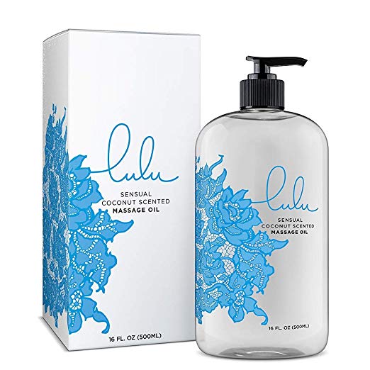 Lulu Coconut Massage Oil with Fractionated Coconut Oil and Essential Oils for Massaging 16 ounce.