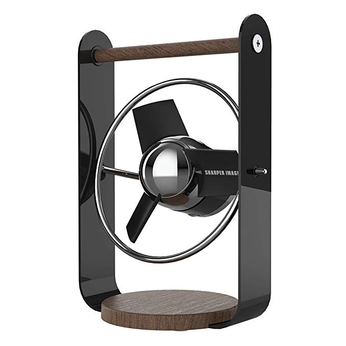 Sharper Image SBV1-SI USB Fan with Soft Blades, 2 Speeds, Touch Control, Quiet Operation, 5V Wall Adapter, 6 ft. Cable, Black