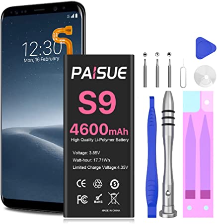 Galaxy S9 Battery, 4600mAh Upgraded High Capacity Replacement Battery for Samsung Galaxy S9 EB-BG960 EB-BG960ABA G960U G960F G960W with Complete Repair Tool Kit