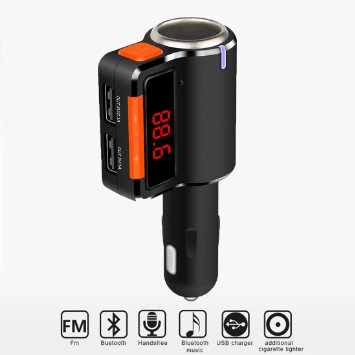 Bluetooth FM Transmitter with Cigarette Lighter Aukora Wireless Bluetooth Car Kit with 5V31A Dual USB Ports Car Charger Hands-Free Calling Music Controls for iPhone iPad iPod Samsum
