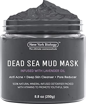 New York Biology Dead Sea Mud Mask for Face and Body Infused with Lavender - Spa Quality Pore Reducer for Acne, Blackheads and Oily Skin - Tightens Skin for A Healthier Complexion - 8.8 oz