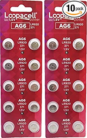 LOOPACELL AG6 LR920 371 370 D371 D370 LR920 LR921 LR69 Alkaline Button Cell Battery X 20