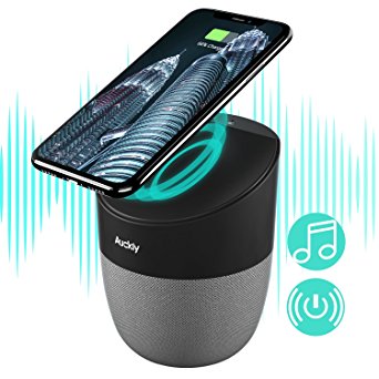 Bluetooth Speaker with Wireless Charging, Magnetic Mobile Phone Holder, Wireless charger for iPhone X / 8 / 8 Plus, Samsung Galaxy Note 8/S9 /S8 /S8 Plus/ S7 Edge and other Qi-Enabled Devices Auckly