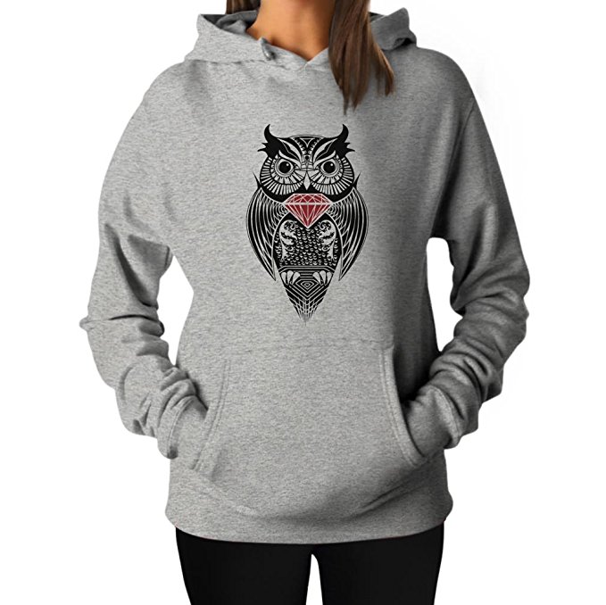 TeeStars Women's - Diamond Owl Hoodie