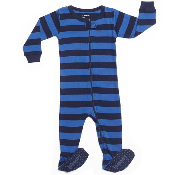 Leveret Footed "Striped Baby Boy" Pajama Sleeper 100% Cotton (Size 6M-5T)