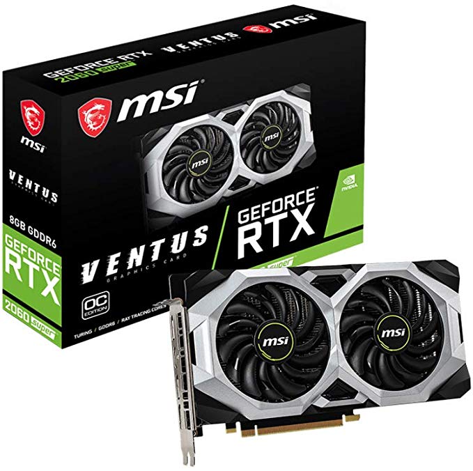 MSI Gaming GeForce RTX 2060 Super 8GB GDRR6 256-bit HDMI/DP G-SYNC Turing Architecture Overclocked Graphics Card (RTX 2060 Super Ventus OC)