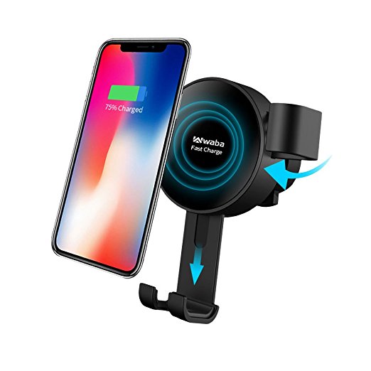 Fast Wireless Charger, Waba Car Mount Air Vent Phone Holder Cradle for Samsung Galaxy S9/S9 Plus/S8/S8 /S7/S6 Edge /Note 5, QI Wireless Standard Charge -NO AC Adaptor