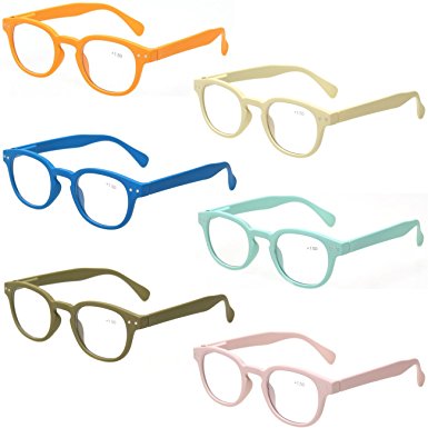 Reading Glasses 6 Pack Great Value Quality Readers Spring Hinge Color Glasses