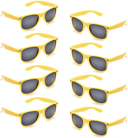 Neon Colors Party Favor Supplies Unisex Sunglasses Pack of 8 (Yellow)