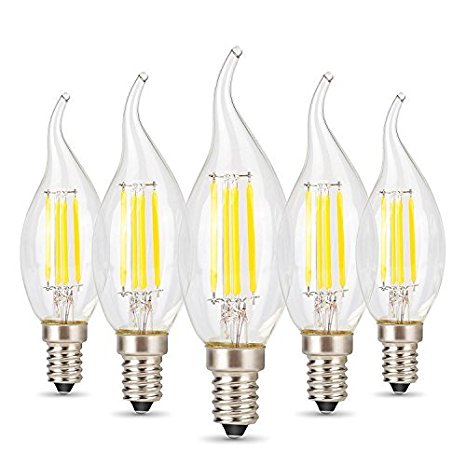 Albrillo E12 LED Chandelier Bulbs 4W, 40 Watt Equivalent, Warm White, 5 Pack