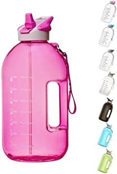 BOTTLED JOY 1 Gallon Water Bottle with Straw Lid, BPA Free Large Water Bottle with Motivational Time Marker Reminder Leak-Proof Drinking Big Water Jug for Sports Workouts and Outdoor Activity