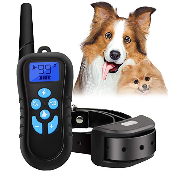 FUNSHION Dog Shock Collar with Remote Rechargeable 100% IPX7 Waterproof for Small Medium Large Dogs 500 Yards Shock Collar for Dogs Vibration Beep Shock Light Modes Dog Training Collar
