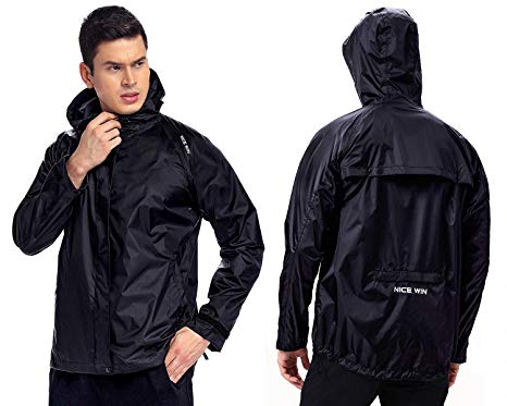 NICEWIN Portable Front Zip Rain Jacket-Pocket Size Breathable Hooded Pullover Raincoat Poncho for Unisex
