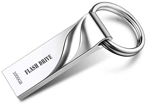 USB Flash Drive 1000gb Waterproof Thumb Drive with Keychain (Silver)