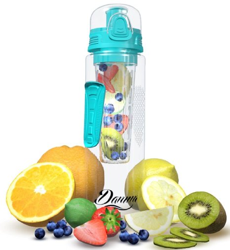 Danum Infuser Water Bottle - 23 oz Fruit Infusion Sports Bottle - NEW Design for 2016