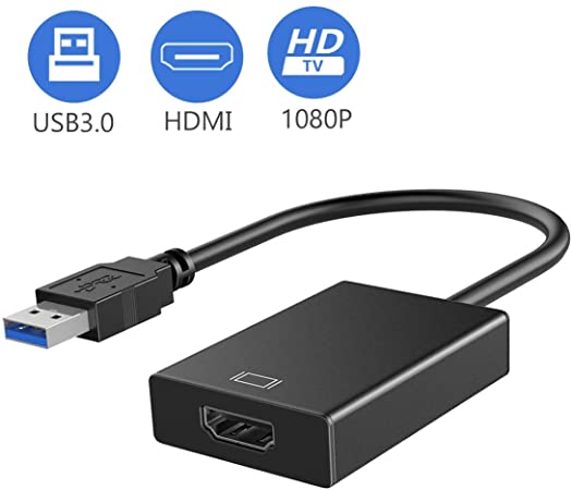 USB to HDMI Adapter 1080P HD Video Converter for PC Laptop to Multiple Monitor Projector TV, Only Support Windows XP/7/8/8.1/10(Not Support Mac, Linux, Vista, Chrome, Firestick)
