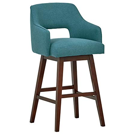 Rivet Malida Mid-Century Open Back Swivel Bar Stool, 41"H, Aqua