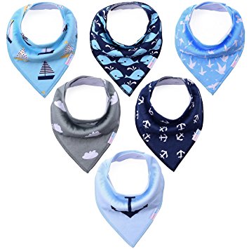 KiddyByte Baby Bandana Drool Bibs - Cute Design for Boys, Super Absorbent Organic Cotton for Drooling Teething and Feeding, Perfect for Baby Shower and New Moms