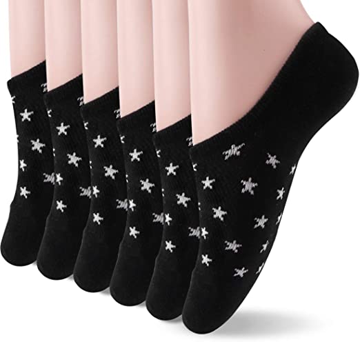 No Show Socks for Women - 6 Pairs Cotton Low Cut Liner Casual Non Slip Breathable Ladies Socks for Sneaker Loafers Trainer