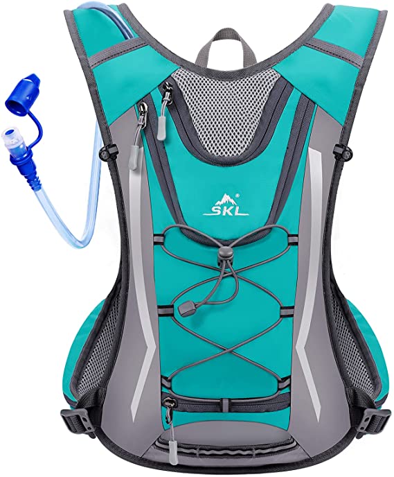 SKL Hydration Pack Hydration Backpack Vest with Water Bladder 2L, Daypack Insulated Adjustable Water Backpack Lightweight Fits Men Women for Running Cycling Biking Hiking Climbin