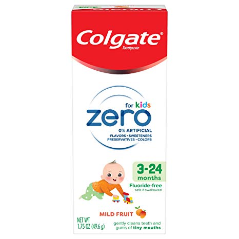 Colgate Zero Baby and Toddler Fluoride Free and SLS Free Toothpaste, Natural Mild Fruit - 1.75 ounce