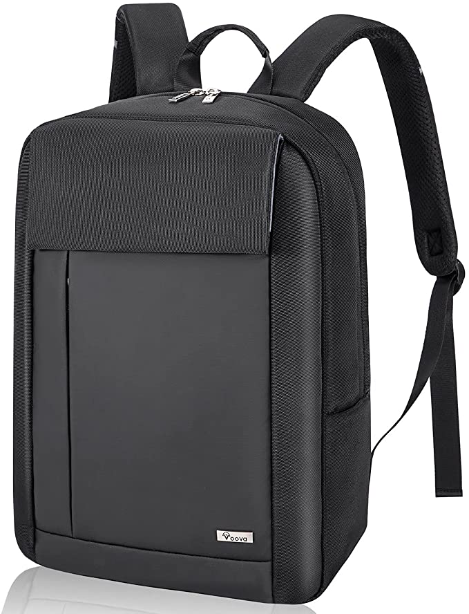 Voova Travel Laptop Backpack for Men Women, Business Work Commuter Tech Back Pack with Laptop Compartment, Slim Waterproof College School Bookbag Computer Bag Fits 14 15 15.6 Inch Laptop, Black