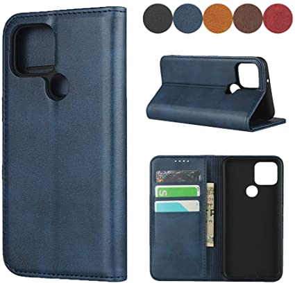 Sailor Tech Google Pixel 5 Wallet case, Luxury Genuine Leather Folio Flip Cases Cover with Kickstand Card Slots Holder Navy Blue