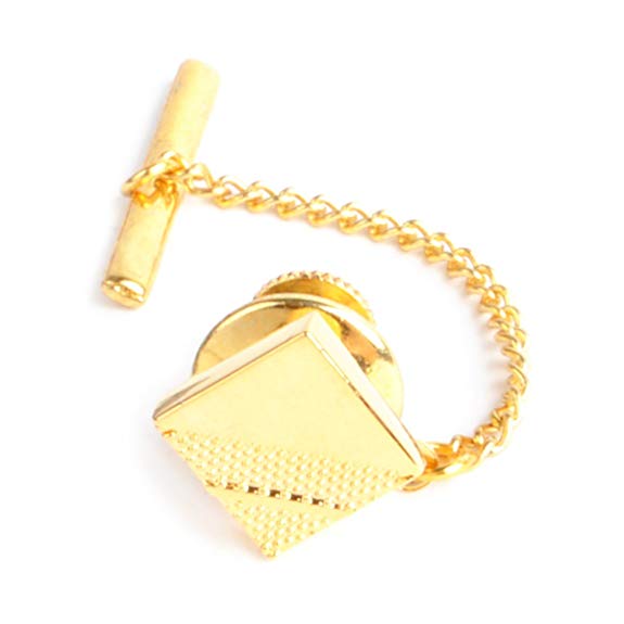 Square Textured Golden & Silvery Tone Men's Tie Tack