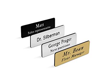 Custom Personalized Engraved Name Tag/Badge for Business, with Magnet or Pin, Sizes 1"x3" or 1.5"x3" (1"x3")