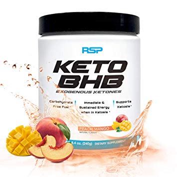 RSP Keto BHB Powder, Keto Supplement with Exogenous Ketones to Support Ketogenic Diet, Boost Energy and Focus in Ketosis, Patented Beta-Hydroxybutyrate BHB Salts, Peach Mango, 16 Servings