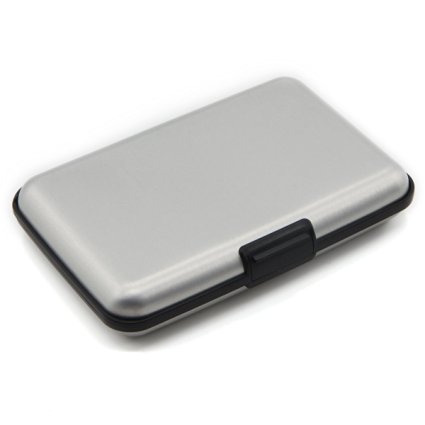 Deezone Latest Aluminum RFID Blocking Credit Card Holder for Men & Women - Cool Slim Metal Business Card Case - Silver