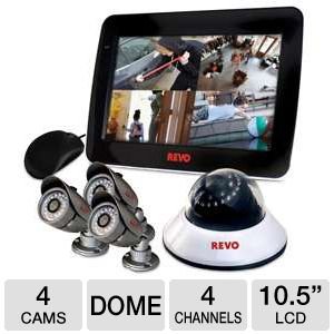 REVO America R4D1FB3DCMB-5G 4-Channel Combo Security System with DVR and 10.5-Inch Monitor