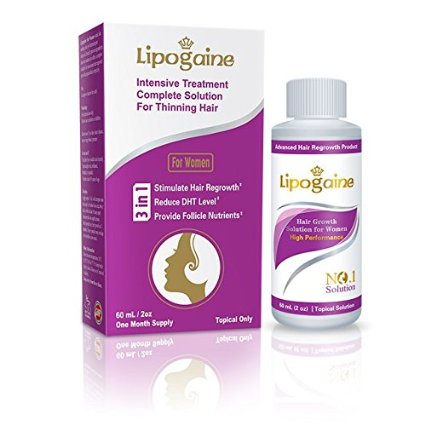 Lipogaine for Women: #1 Solution for Thinning/Hair Loss, Extra Strength Version (2oz)