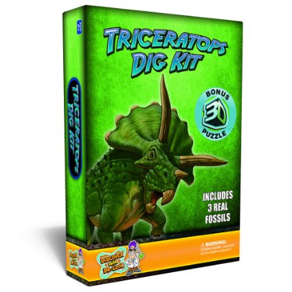 Triceratops Dinosaur Dig Kit -Excavate 3 Real Dino Fossils!