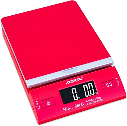Accuteck DreamRed 86 Lbs Digital Postal Scale Shipping Scale Postage with USB&AC Adapter, Limited Edition (W-8260-86 Red)